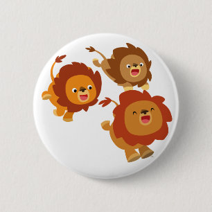 Badge Rond 5 Cm Joyeux trio de mignonette Cartoon Lions Bouton Bad