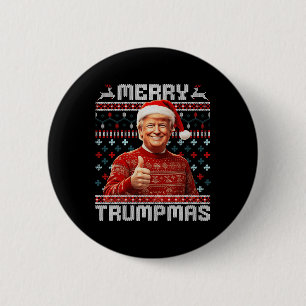 Badge Rond 5 Cm Joyeux Trumpmas Père Noël Trump Pyjamas de Noël la
