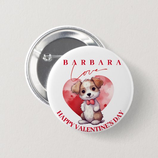 Badge Rond 5 Cm Joyeux valentine jour chien mignon bouton personna (Devant & derrière)