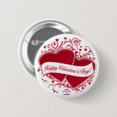 Badge Rond 5 Cm Joyeux Valentine ! Red Hearts (Devant & derrière)