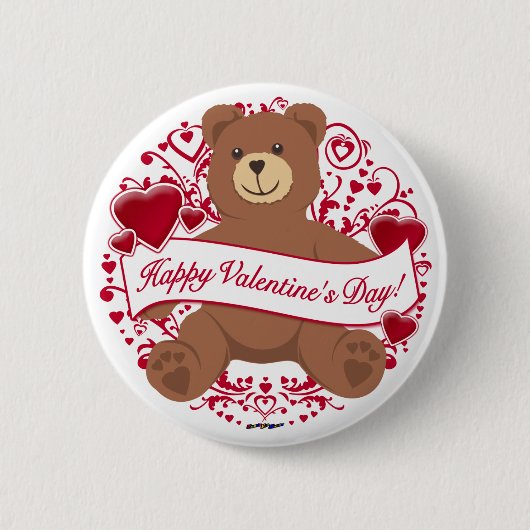 Badge Rond 5 Cm Joyeux Valentine ! Teddy bear (Devant)