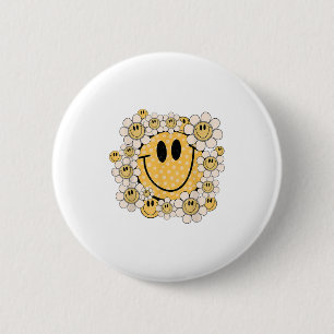 Badge Rond 5 Cm Joyeux Visage Fleur Faisy Preppy Sourire esthétiqu