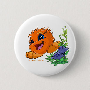 Badge Rond 5 Cm JubJub orange heureux au central de Neopia