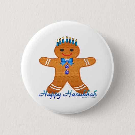 Badge Rond 5 Cm Judaïque Hanoukka Gingerbread Homme Menorah (Devant)