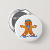 Badge Rond 5 Cm Judaïque Hanoukka Gingerbread Homme Menorah (Devant & derrière)