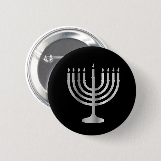 Badge Rond 5 Cm Judaïsme Menorah (Devant & derrière)