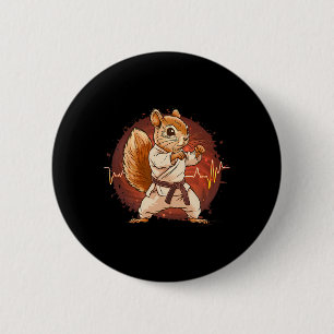 Badge Rond 5 Cm Judo Écureuil Battement de coeur Kickboxing Taekwo