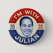 Badge Rond 5 Cm Julian Castro Président 2020 Démocrate Photo Retro (Devant)