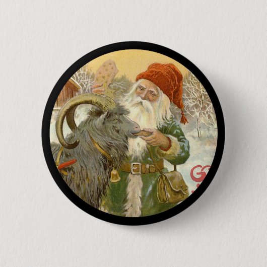 Badge Rond 5 Cm Jultomten nourrit Yule Chèvre un biscuit (Devant)