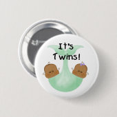 Badge Rond 5 Cm Jumeaux d'Afro-américain (Devant & derrière)