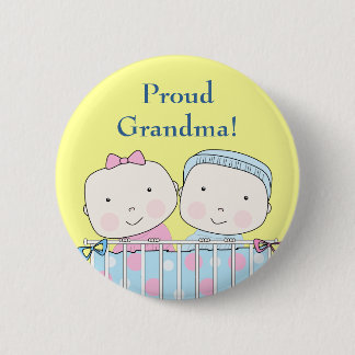 Badge Rond 5 Cm Jumeaux dans la huche, Pin de grand-parent
