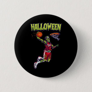 Badge Rond 5 Cm Jump Zombie Basketball Dunk Joueur Halloween Pumpk
