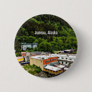 Badge Rond 5 Cm Juneau, Alaska, photographie de la ville
