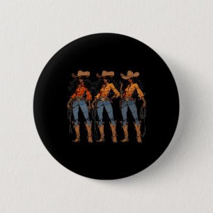 Badge Rond 5 Cm Junet1 Cowgirl Western Rodéo Melanin Black Son