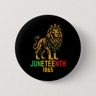 Badge Rond 5 Cm Juneteenth 1865 Lion Noir Africain 19 juin Hommes