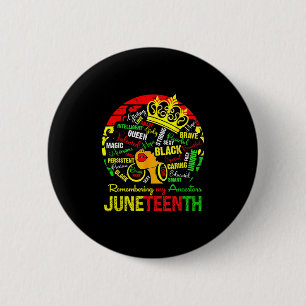 Badge Rond 5 Cm Juneteenth Se souvenir de mes ancêtres Femmes Noir
