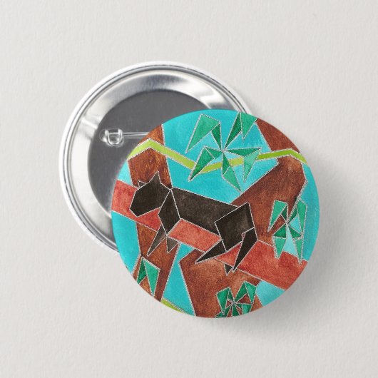 Badge Rond 5 Cm Jungle Panther Original Abstract Art (Devant & derrière)