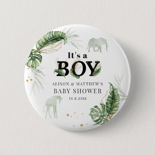 Badge Rond 5 Cm Jungle Safari Animaux Nature Thème Garçon Baby sho (Devant)