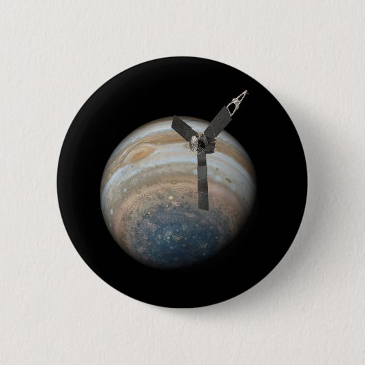 Badge Rond 5 Cm Juno Spacecraft à Planet Jupiter (Devant)