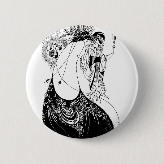 Badge Rond 5 Cm Jupe Peacock Beardsley Nouveau (Devant)