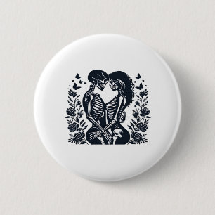 Badge Rond 5 Cm Jusqu'à la mort nous - Skeleton Couple Design Goth