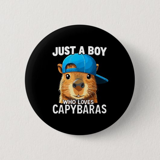 Badge Rond 5 Cm Just A Boy Who Loves Capybaras  (Devant)