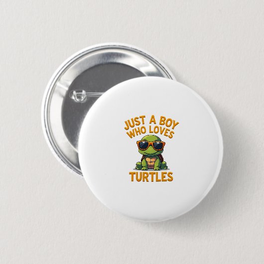 Badge Rond 5 Cm Just a boy who loves turtles Children boy (Devant & derrière)