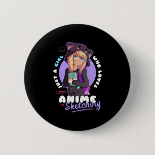 Badge Rond 5 Cm Just Girl Love Anime Sketching Ramen Manga Otaku