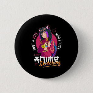 Badge Rond 5 Cm Just Girl Love Anime Sketching Ramen Manga Otaku