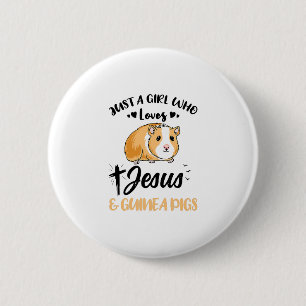 Badge Rond 5 Cm Just Girl Who Loves Jesus and Guinée Pigs