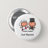 Badge Rond 5 Cm Juste bouton marié de bande dessinée (Devant & derrière)