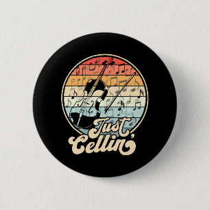 Badge Rond 5 Cm Juste Cellin Cello Funny Cellist Musicien