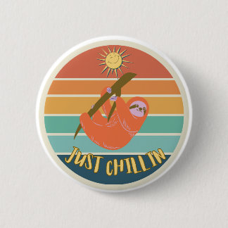 Badge Rond 5 Cm Juste Chillin Sloth