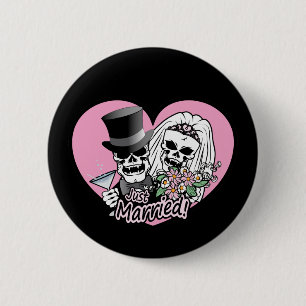Badge Rond 5 Cm Juste des crânes mariés