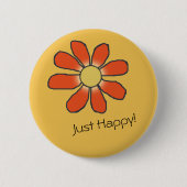 Badge Rond 5 Cm JUSTE fleur graphique rouge HEUREUSE (Devant)