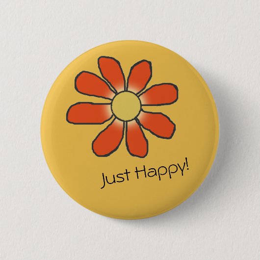 Badge Rond 5 Cm JUSTE fleur graphique rouge HEUREUSE (Devant)