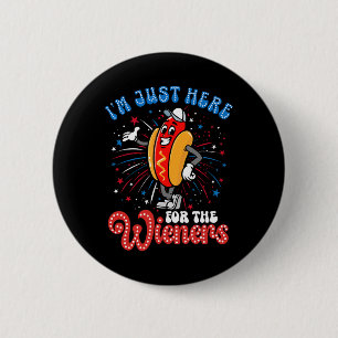 Badge Rond 5 Cm Juste Ici Pour Les Wieners Firework Hot Dog 4th Of