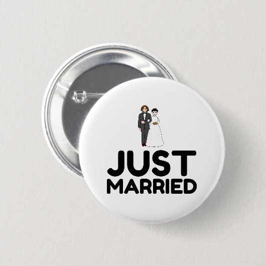 BADGE ROND 5 CM JUSTE MARIÉE MARIAGE BRIDE (Devant & derrière)