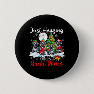 Badge Rond 5 Cm Juste Pénétrer Avec Mes Grands Danois Noël Trois P