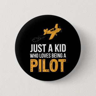 Badge Rond 5 Cm Juste Un Enfant Qui Aime Être Un Avion Pilote Équi