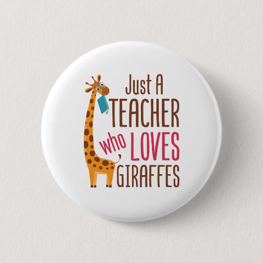 Badge Rond 5 Cm Juste un enseignant qui aime Giraffes Amateur de g (Devant)