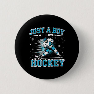 Badge Rond 5 Cm Juste un garçon qui aime joueur de hockey sur glac