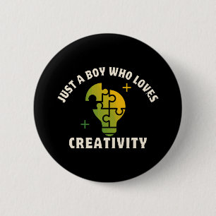 Badge Rond 5 Cm juste un garçon qui aime la créativité