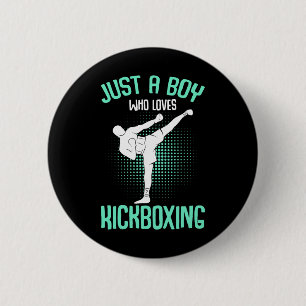 Badge Rond 5 Cm Juste un garçon qui aime les enfants kickboxing Ki