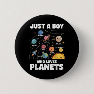 Badge Rond 5 Cm Juste un garçon qui aime les planètes Système Sola