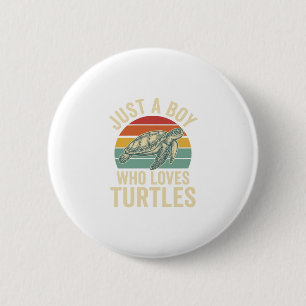 Badge Rond 5 Cm Juste un garçon qui aime les tortues Vintage Turtl