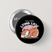 Badge Rond 5 Cm Juste un Shiba allongé bas : mignonne conception S (Devant & derrière)