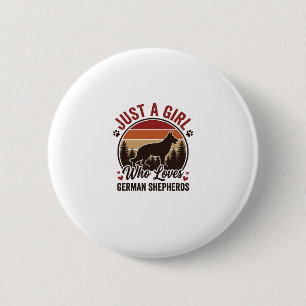 Badge Rond 5 Cm Juste Une Fille Berger Allemand Vintage Amoureux D