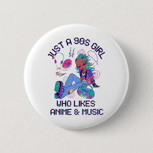 Badge Rond 5 Cm Juste une fille des années 90 qui aime la musique