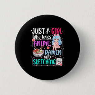 Badge Rond 5 Cm Juste Une Fille Qui Aime Anime Ramen Croquis Japon